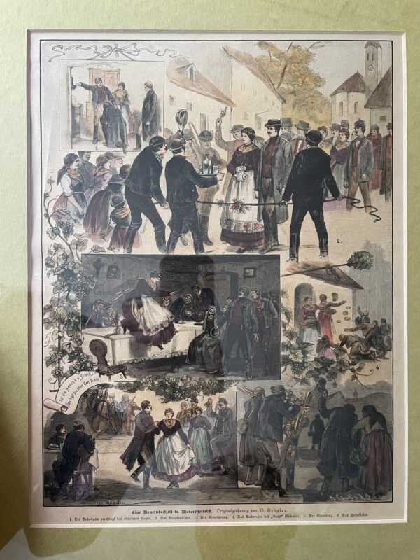 Eine niederösterreichische Bauernhochzeit. Originalzeichnung von Wilhelm Grögler (1839 – 1897).