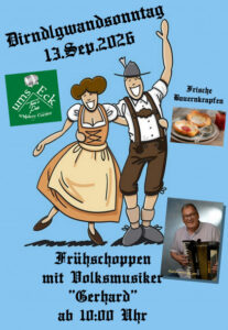 Plakat Dirndlgwanndsonntag ums Eck Tom´s Pub